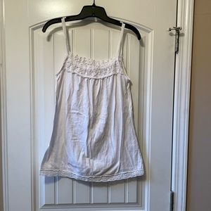 Roper, Medium, White tank with lace trim & straps